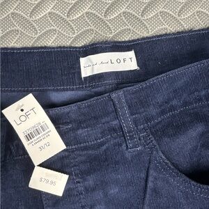 LOFT Navy Corduroy Trousers